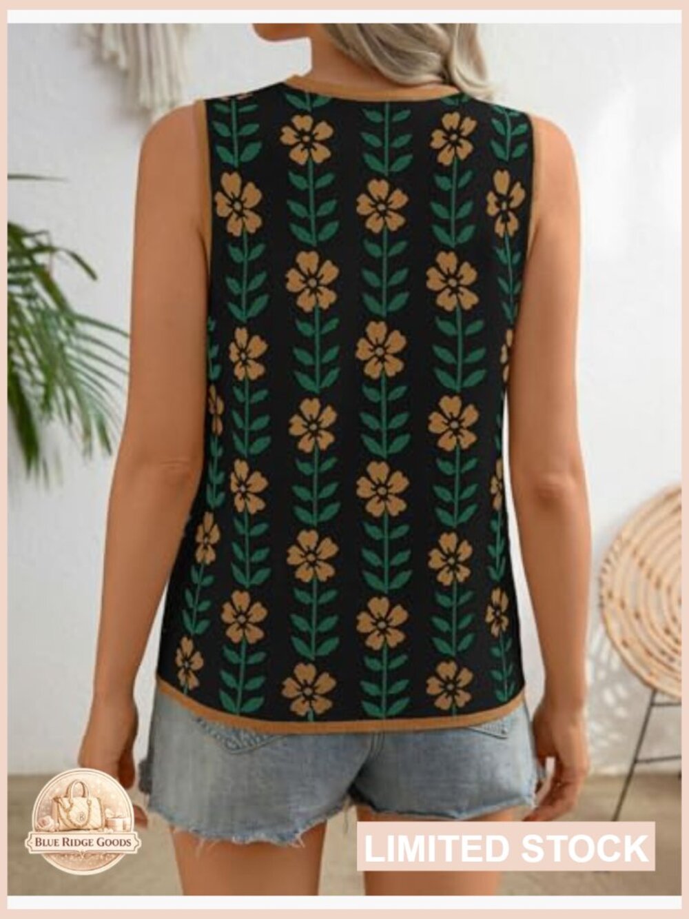 Tie Front Sleeveless Knit Sweater Vest Y2K Classic Loose Fit Summer Tank Top - Picture 3 of 7